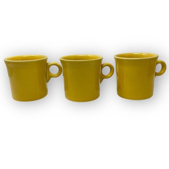 Lot of 6 Fiesta Fiestaware O-Ring Handle Coffee Mugs HLC USA Sunflower Yellow - Picture 3 of 10